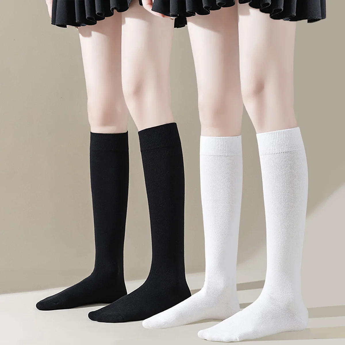 2 Paar Damen-Kniestrümpfe für Mädchen, gestrickte Schuluniform-Socken, nahtlose Zehenpartie, Overknee-Socken für Mädchen, Jungen, Kinder