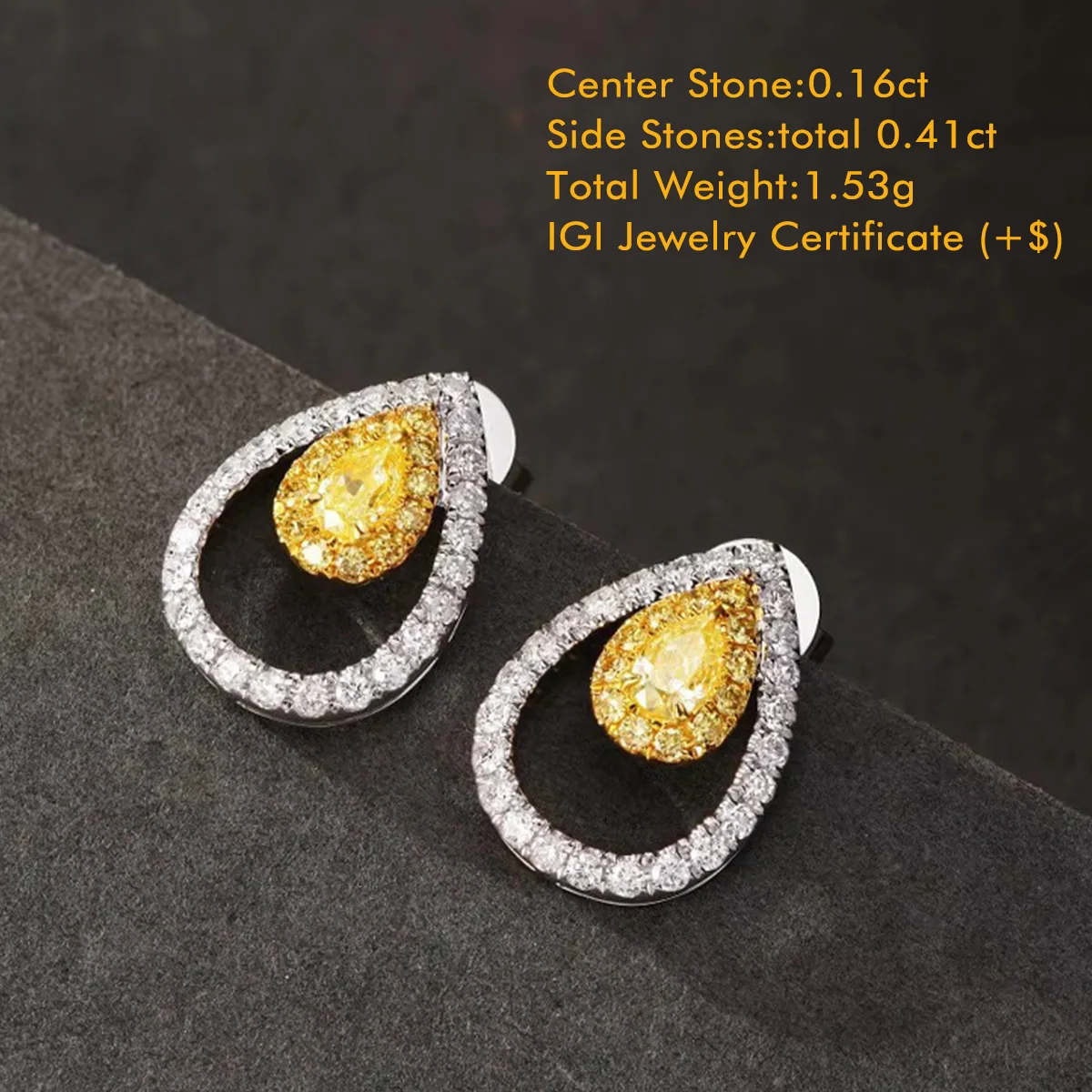Micro Inlay Yellow Diamond Ear Studs Earrings Luxury Full Lab Grown Diamond Earring Fashion Stud Earring For Women