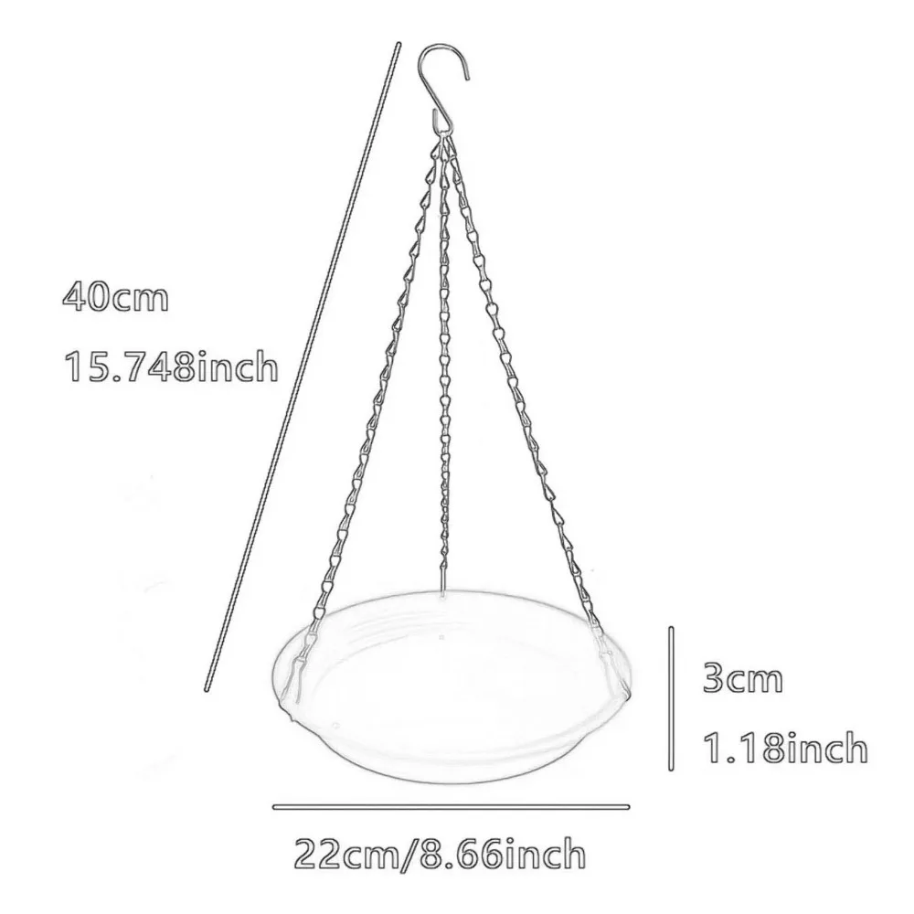 Round Shaped Birds Feeder Birdbath Bowl with Hanging Chain Bird Feeder Plate Bird Bath Tray Outdoor Garden Yard Farm Decor view 6