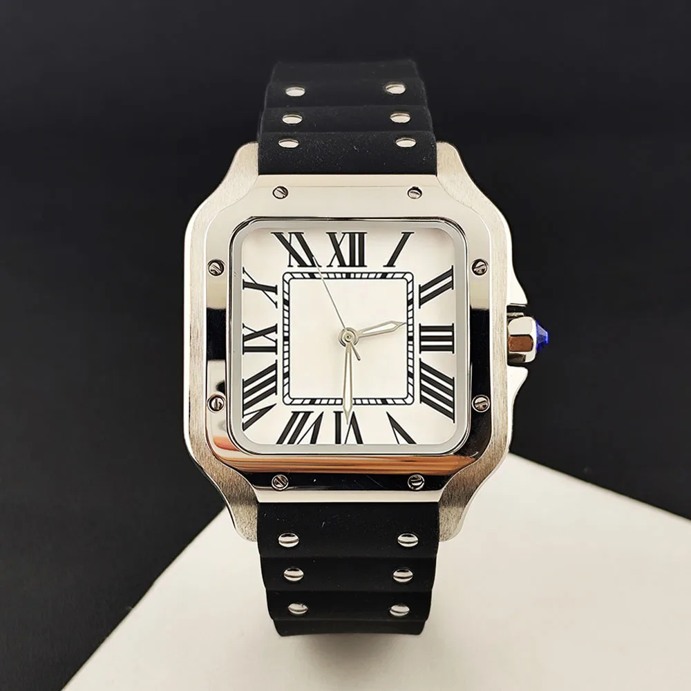 High Quality Rubber Strap Watch NH35 Men's Fashion Roman Dial 38mm Stainless Steel Watch Customized Logo NH35 Sport Watch