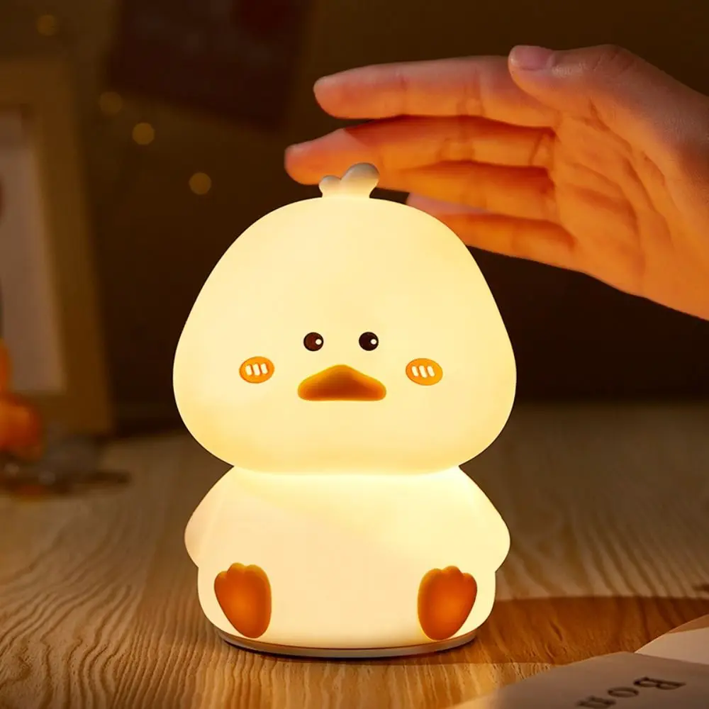 

Bedroom Decor Silicone Duck Patting Lamp Cartoon USB Charging LED Night Light Funny Creative Sleeping Mood Light Eye Protection