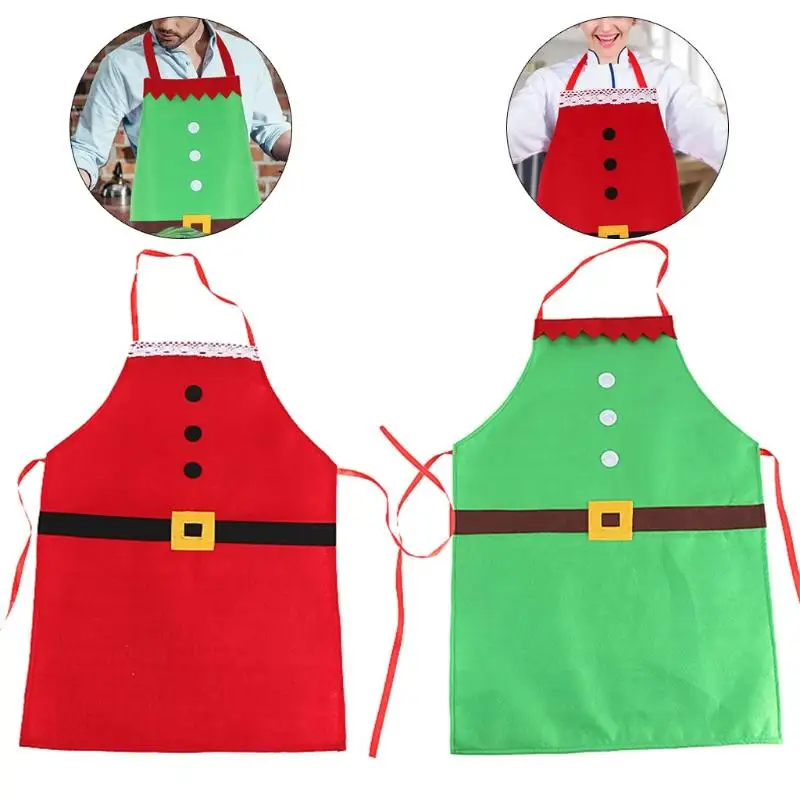 Q6PE Christmas Apron Adult Elf Aprons Santa Apron Adjustable for Xmas Party Chef Cook