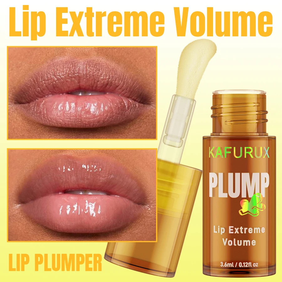 1PC Ginger Lip Balm Turmeric Lip Plumper Oil Radiant Fuller Lips for Smoother,Plumping Lip Volumizing Serum Sexy Lip Makeup