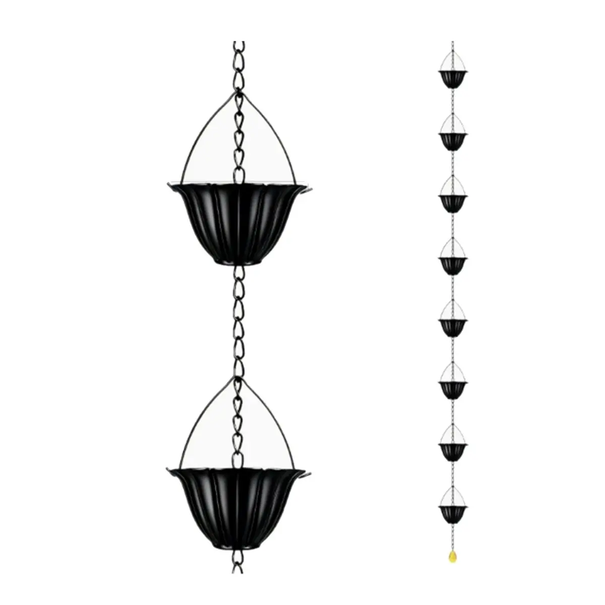 【STABLE QUALITY】Rain Chain, Thick Metal Rain Gutter Chains with 8 Flower Cups, Adjustable Rain Catcher Chain for Eaves Drainage
