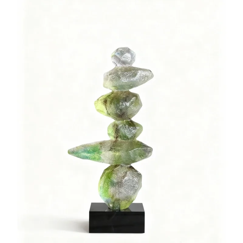 Momentum Stone Stack Sculpture Glazed Crystal