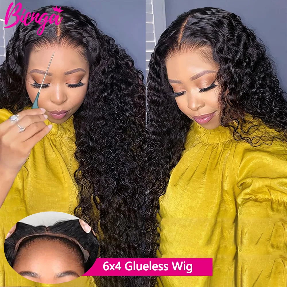 6X4 Glueless human hair Wigs Ready to Wear Brazilian Top Quality 24 26 28 30 inch Water Wave Human Hair Wigs for Women Pre Plucked 4x6 Lace Closure Wig