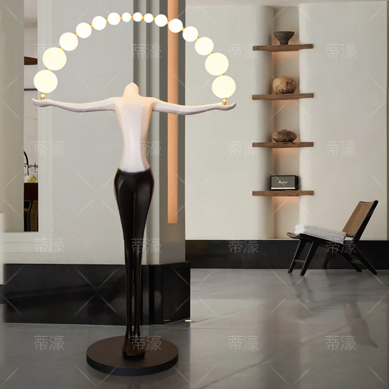 Customized Modern Resin Body Sculpture Designer Living Room Exhibition Hall Creative Man-Shaped Floor Lamp Hotel Project Lamp