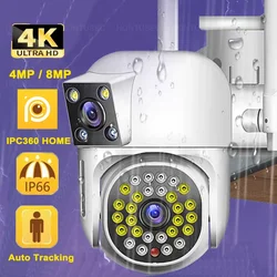 IPC360 HOME 4K 8MP Dual Lens WIFI PTZ 2K 4MP Dual Screen Security Camera Outdoor Waterproof Two Way Audio Surveillance Cameras