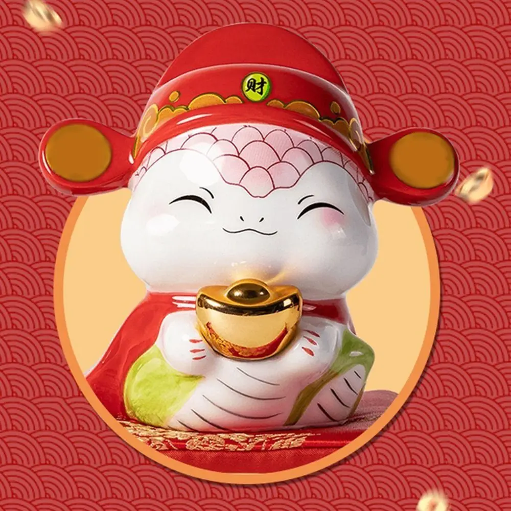 Creative งูกล่องเงินน่ารักประหยัดเงินเซรามิค Piggy Bank ในครัวเรือนการ์ตูน Zodiac รูปปั้นงูตกแต่งบ้าน