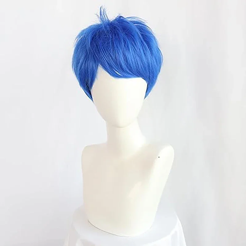 Blue Wig Joy Short Layered Blue Synthetic Wig Girls Blue Anime Wig Women Heat Resistant Cosplay Costume Party Wig