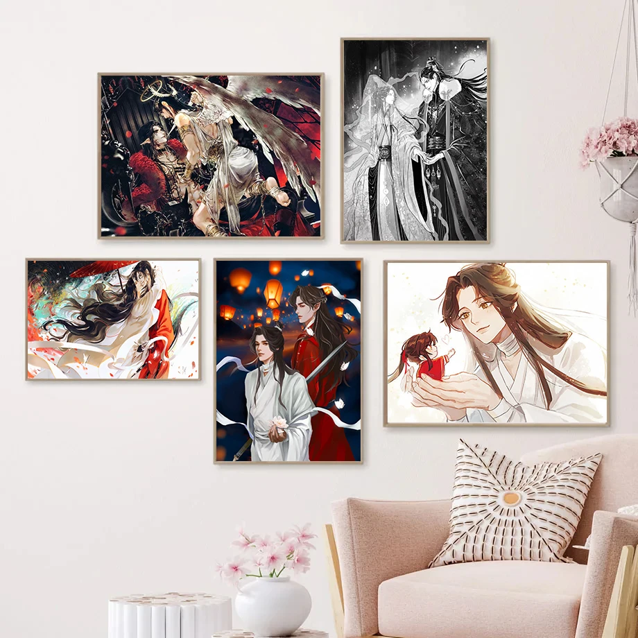 Chinese Anime Heaven Official Blessing Xie Lian Hua Cheng BL Poster Print Wall Art Pictures Canvas Painting Room Home Decor Gift