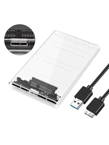 Transparent HDD Case HDD Enclosure 2.5 Inch SSD SATA To USB Type-C Adapter Portable External Hard Drive Box Tool-Free