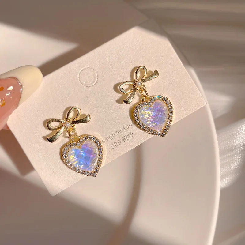 Trendy Sweet Romantic Peach Heart Love Women's Stud Earrings Simple Versatile Daily Earrings Gift Various Styles to Choose from