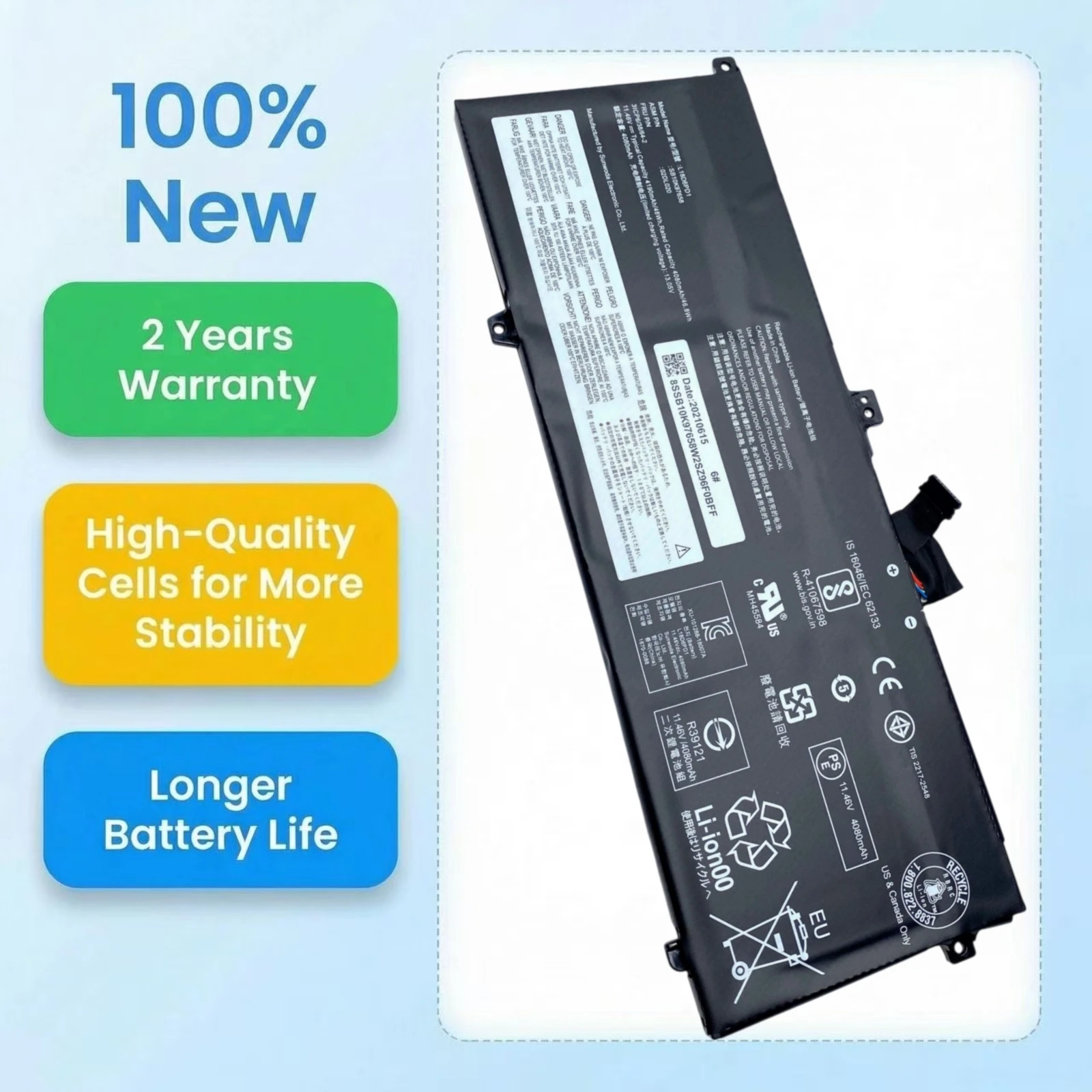 New L18D6PD1 02DL017 Laptop Battery For Lenovo ThinkPad X13 Yoga X390 X395 L18M6PD1 L18L6PD1 L18C6PD2 02DL019 02DL018 L18C6PD1