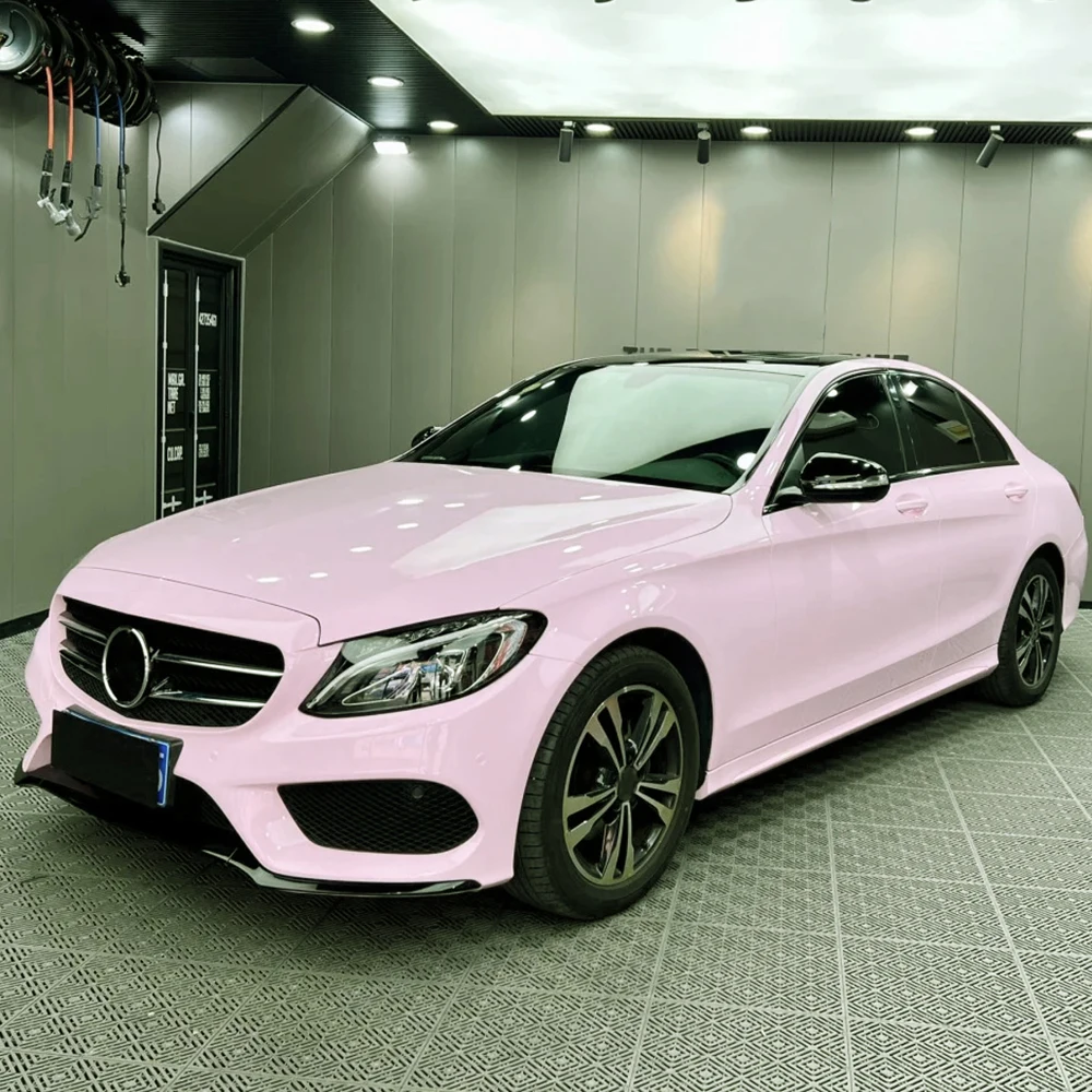 Platinum Begonia Powder Car Sticker Wrap Vinyl Film Color Change PET Bubble Free Film PVC Car Accessories Interior Exterior