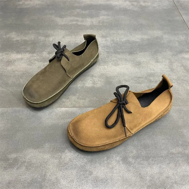 Careaymade-Men Sewing Retro Shoes Soft Handmade Casual Suede Leather Non-slip Classic Comfortable Slip-on Spring Summer Autumn