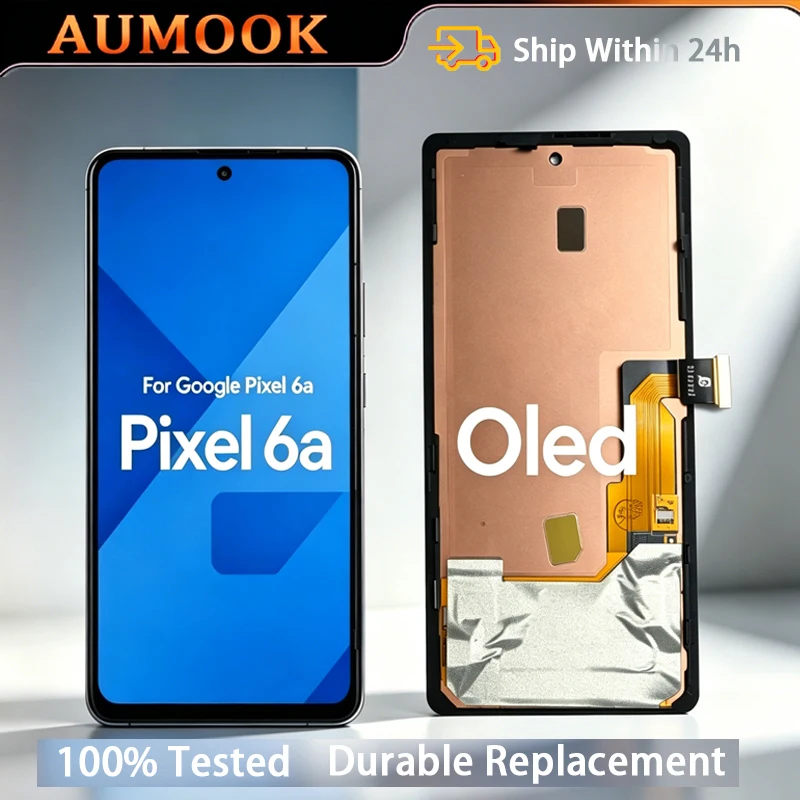 For Google Pixel 6A OLED LCD Touch Screen Digitizer Assembly With Frame Support Fingerprint Replacement Repair Parts GX7AS GB62Z