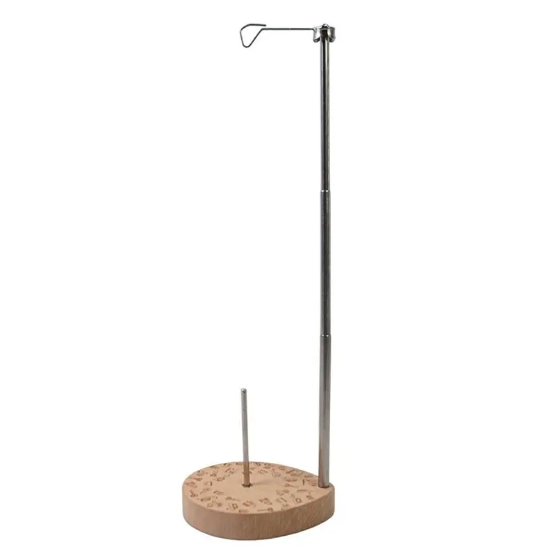 B14C Adjustable Wooden Thread Stand-Single Spool Holder For Home Sewing Machines, Extendable Bobbin Organizer