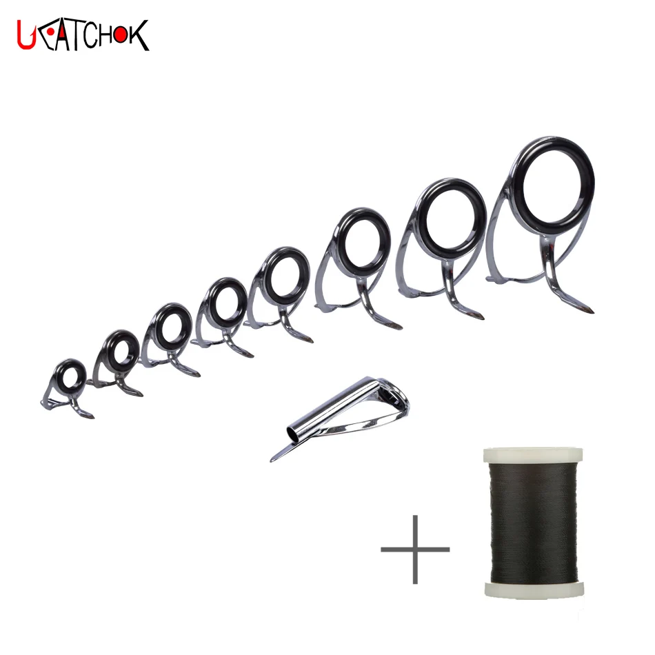 9pcs/Kit MN bracket Thunder Snakehead Spinning Rods Boat Rods Guide Ring DIY SiC Stainless Steel Enhanced Anti-Winding Guide Kit