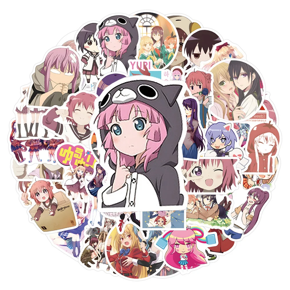 10/30/55 szt. Kawaii Anime Gra Dziewczyna Yuri Naklejki dla Dzieci Śliczne Naklejki z Postaciami z Kreskówek DIY Notatnik Telefon Laptop Naklejki PVC Zabawka