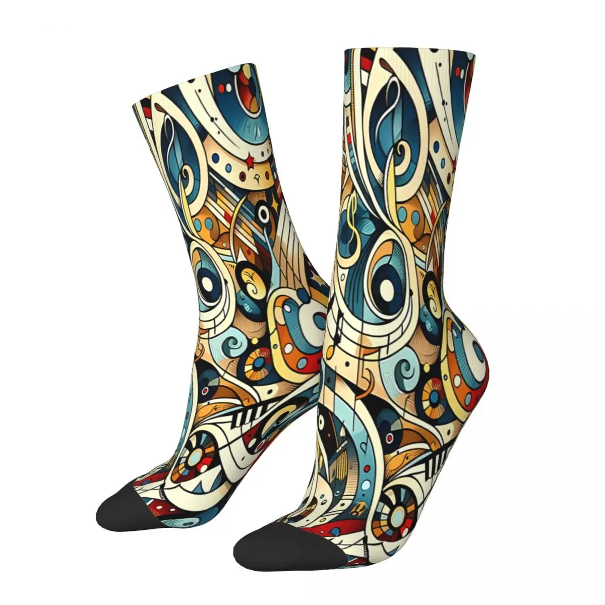 Symphony In Swirls A Musical Note Journey Socks Socks Male Mens Women Summer Stockings Polyester