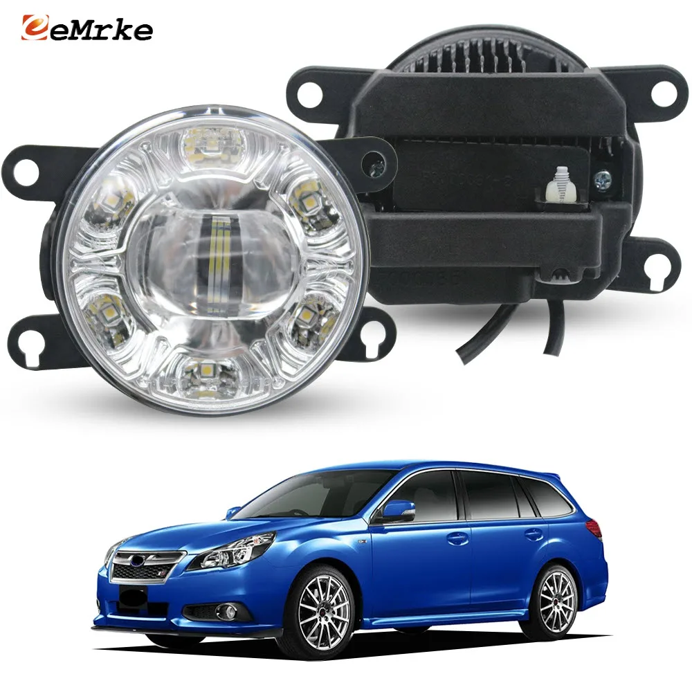Led Head Fog Lights For Subaru Liberty Legacy 2012 2013 2014 18W Fog Driving Lamp Daylight E-mark E4 DRL Ring Car Styling