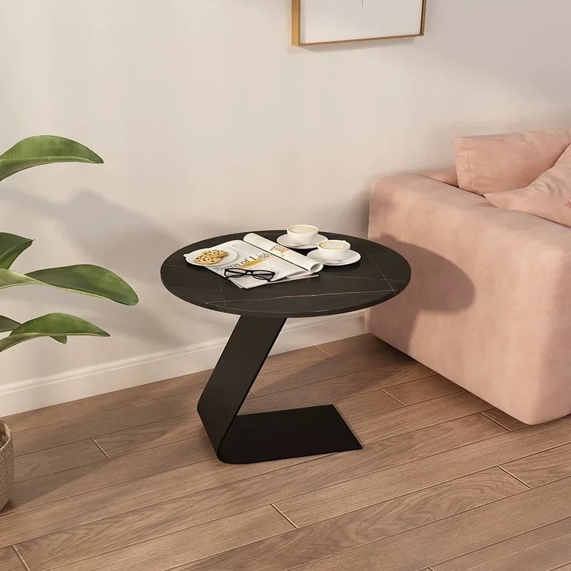 Minimalist Nordic Living Room Coffee Table, Round Rock Board, Bedside Table, C-Type Side Table for Practical Home Furniture