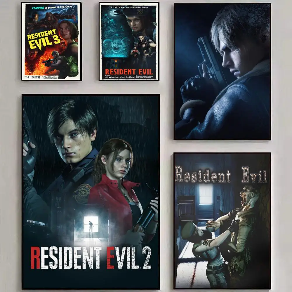 Resident-Evil Game Painting Calligraphy Canvas Poster Wall Art Aesthetic Home Decoration for Living Room