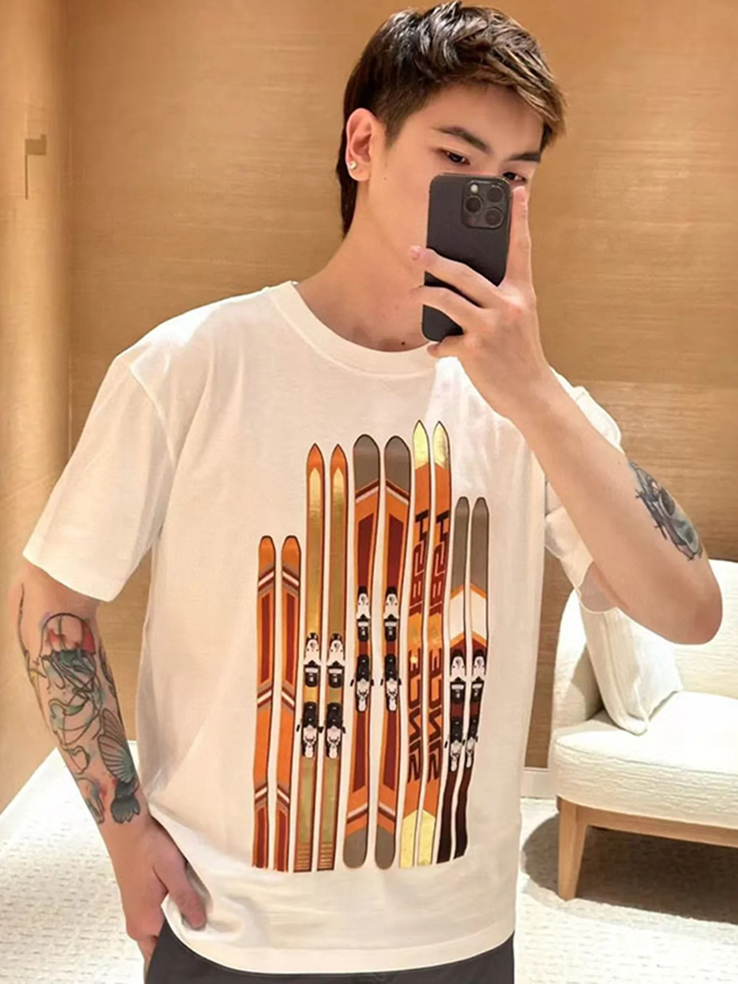 

Casual Cotton ort Sve T-irt ex Breathable Printed aphic Tee Spring Summer New Sle Skateboard Letter Print Stre...