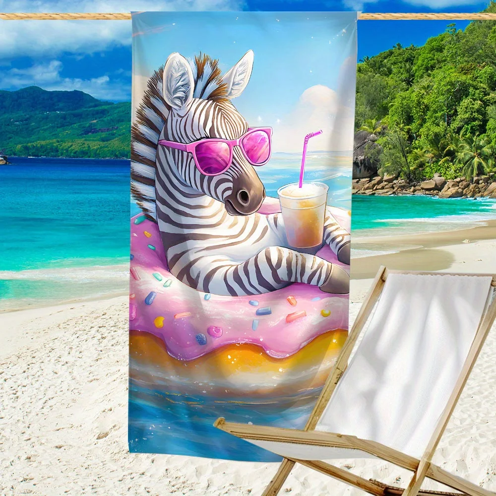 

1 x Modern cool zebra print beach towel, lightweight, quick drying, super absorbent, perfect for travel and beach use