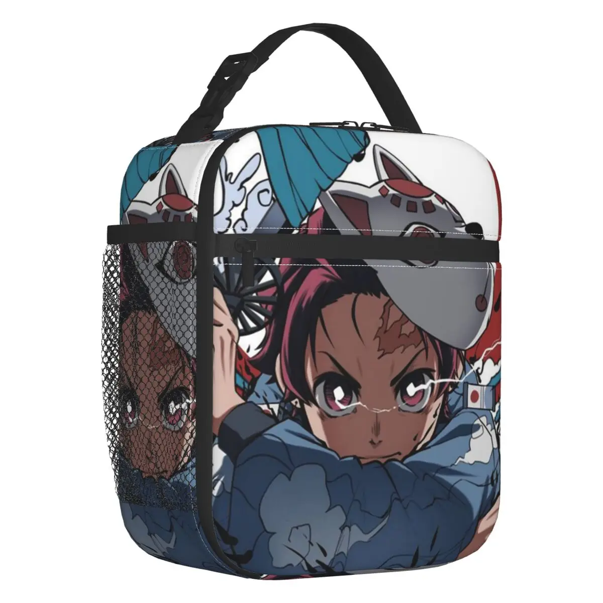 Kimetsu No Yaiba Resuable Lunch Boxes Women Leakproof Demon Slayer Comics Manga Cooler Thermal Food Insulated Lunch Bag School