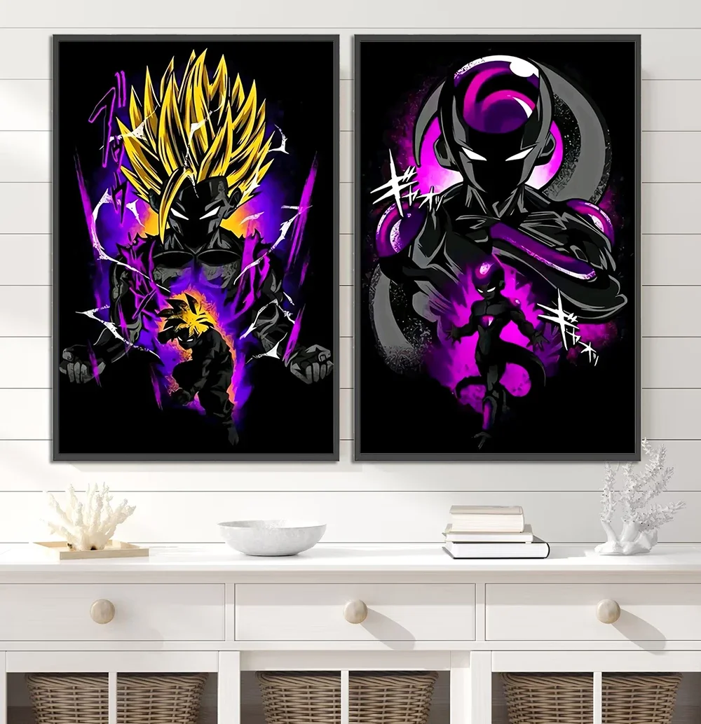 Dragon Ball Anime samoprzylepny plakat Gohan Wallpapr Goku figurki Frieza dekoracja wnętrz malarstwo ścienne sztuka Vegeta kreskówki prezent