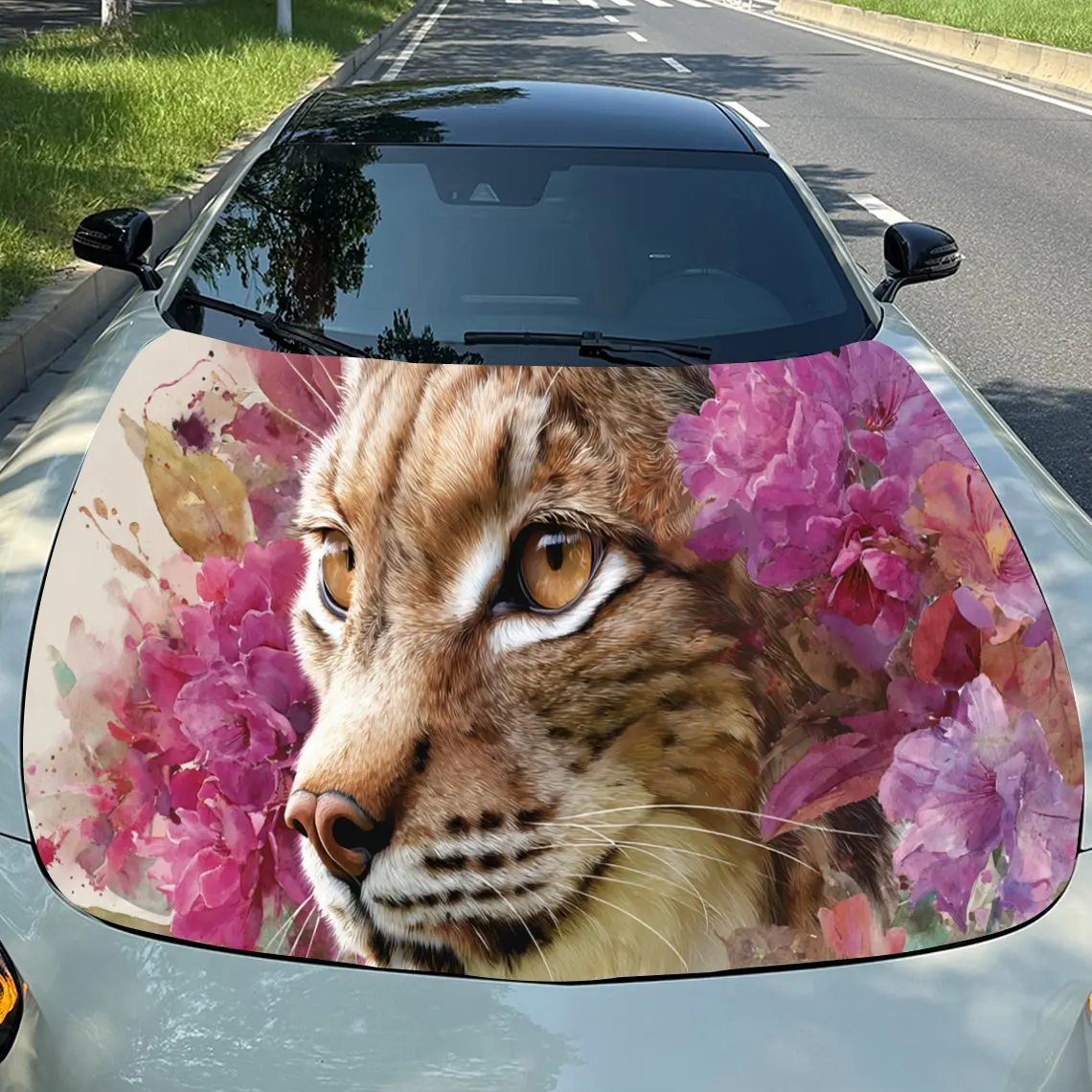 

Художественная виниловая пленка для автомобиля Lynx с цветочным рисунком, водонепроницаемая наклейка на капот автомобиля из ПВХ, самоклеящиеся устойчивые к царапинам наклейки для крышки двигателя,