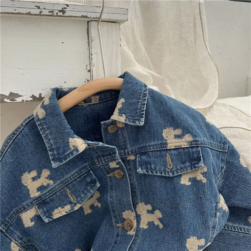 Boys Girl Spring Clothing Set New Fashionable Children\'s Denim jacket Spring and Autumn Baby Jeans 2PCS Children\'s Clothing