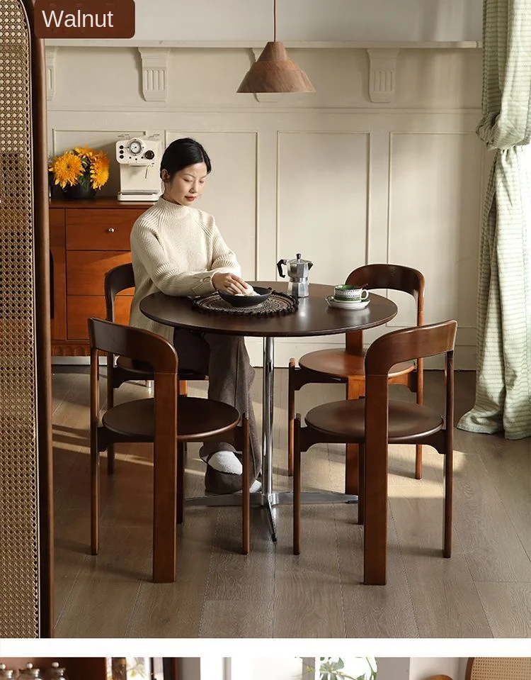 French Retro Dining Chair Design Master's Makeup Backrest Living Room Chair Minimalist Coffee Vintage Solid Wood Chair Furniture