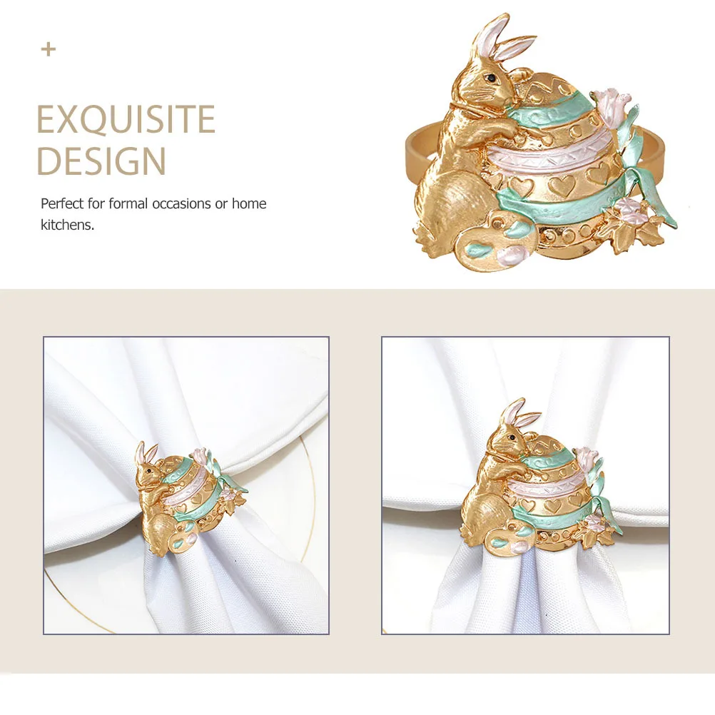 

4 шт., кольца для салфеток с пасхальным кроликом, дизайн кролика, держатель для салфеток, декор стола для праздничной вечеринки, свадьбы, ужина, салфетки с кроликом