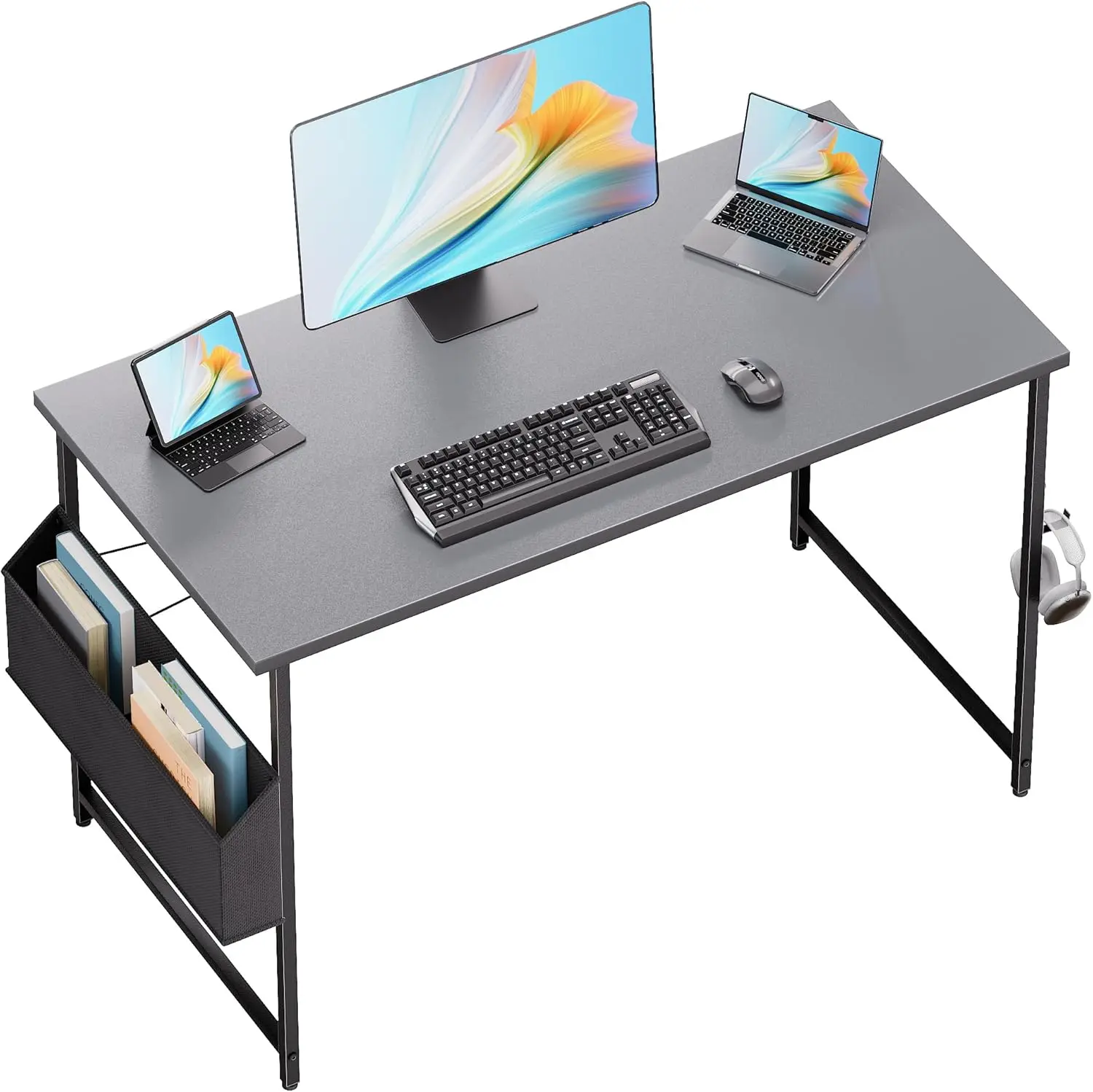 

47" Computer Desk for Small Spaces with Storage Bag & Headphone Hook, Home Office Work Table, Study Writing Desk