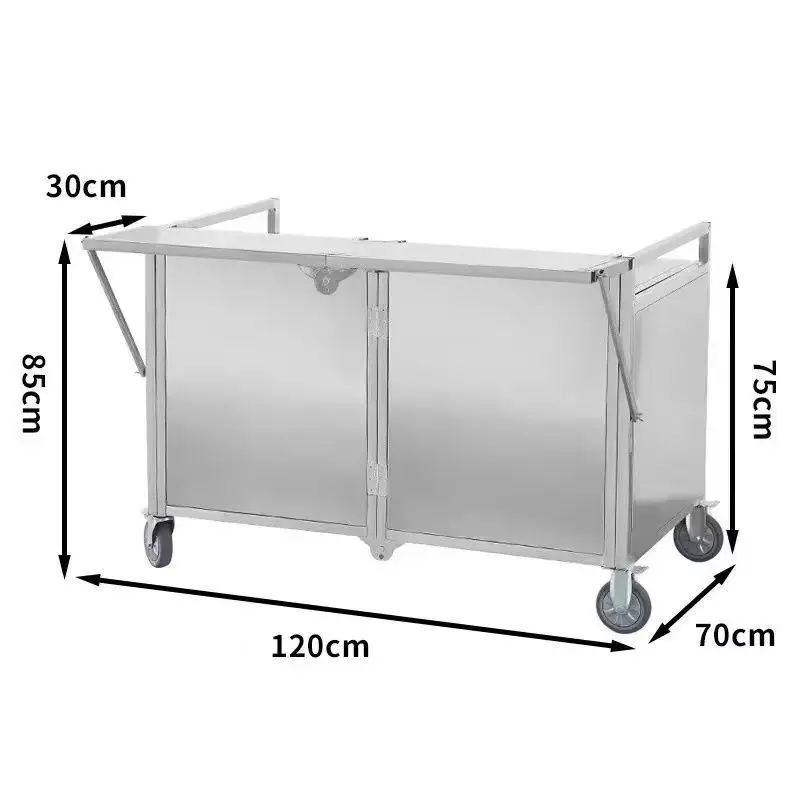 Stainless steel street car night market multi-purpose mobile cart manufacturer