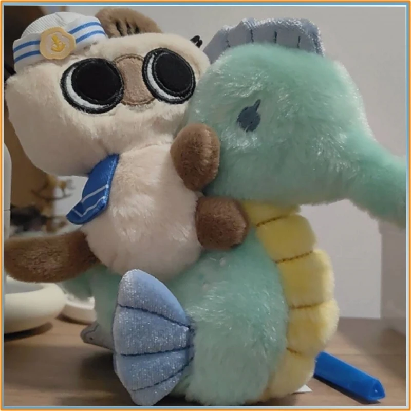 

Genuine Azuki Siamese Cat Azukisan Plush Doll Seahorse Deep Sea Adventure Series Cute Stuffed Collectible Doll Toy Gift