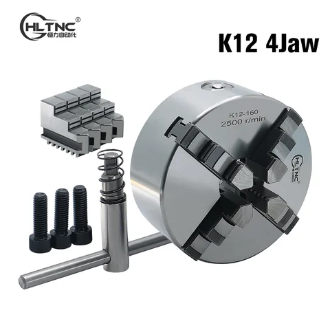HLTNC K12 4 조 수동 셀프 센터링 선반 척 80 100 125 160mm 도구 CNC 연삭 밀링 선반 기계 용 액세서리