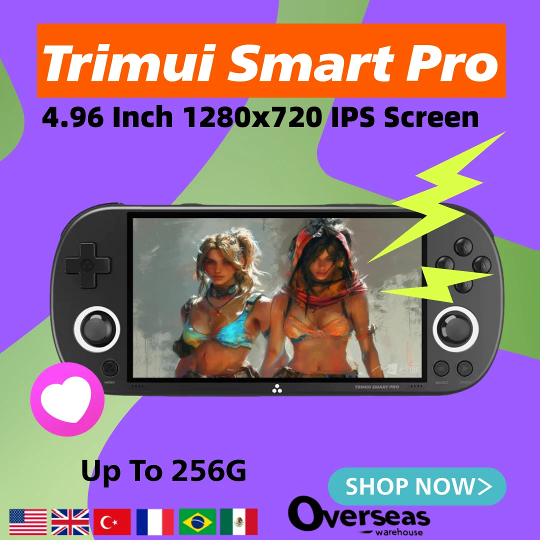 Trimui Smart Pro Handheld Game Console 4.96''IPS Screen Linux System Joystick RGB Lighting Retro Video Game Player Smartpro Gift