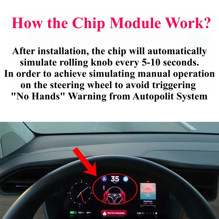 FSD AP Assist Auxiliary Chip For Tesla Model Y Model 3 2017-2023 Autopilot Nag Elimination Module Steering Wheel Module