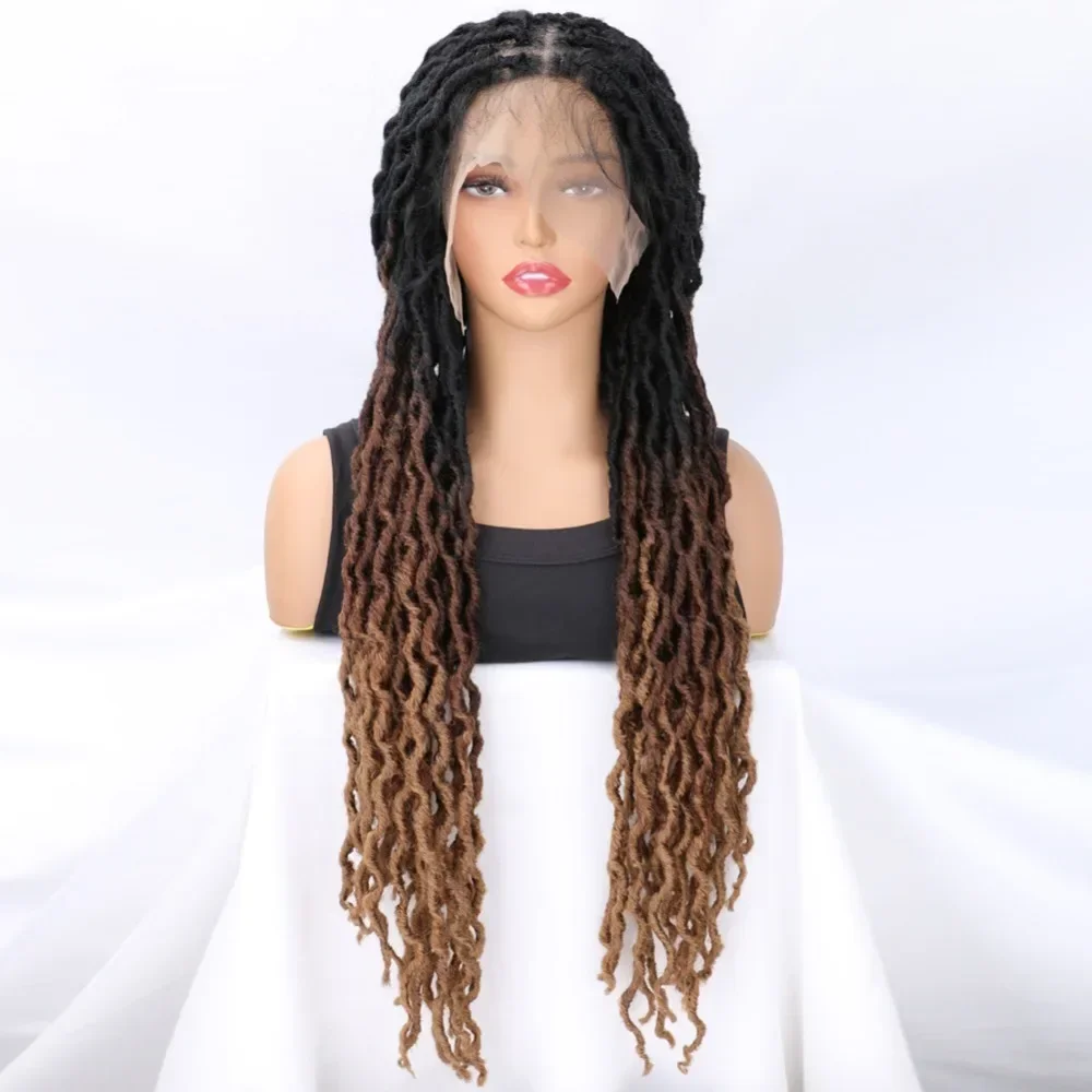 Gypsy Box Braided Full Lace Wig Synthetic Afro Dreadlocks Wig For Black Women 30 Inch Baby Hair Transparent Lace Wig Daily Use