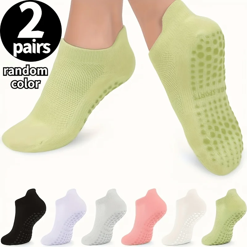 2 Paar Grip-Pilates-Socken für Damen, Yoga-Sportsocken für Barre, Ballett, Barfuß-Workout