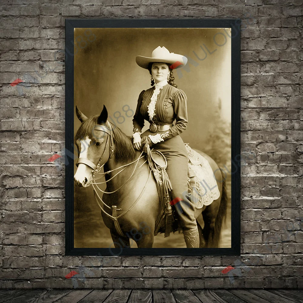 

Cowgirl Riding Horse,Vintage Photography Art Poster And Print,The Valiant Girl Retro Photo,Wall Art Canvas Painting, Home Decor