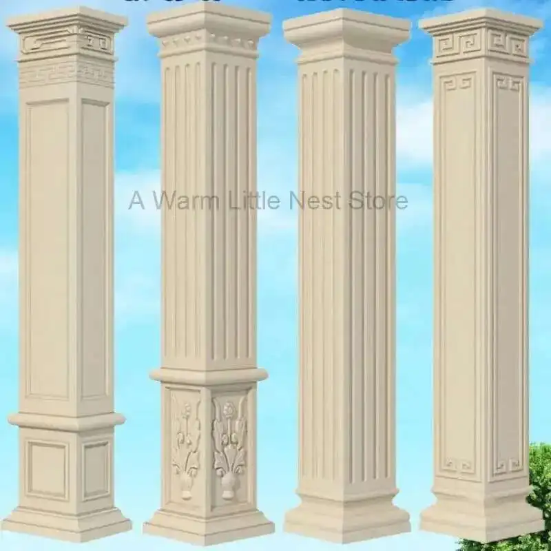 

Nordic Villa Exterior Wall Garden Decorations Thickened ABS Square Roman Column Molds Gate Cement Square Column Building Decor M