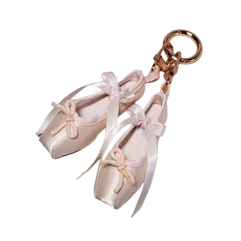 Delicate Ballet Shoes Bows Strap Charm Eye Catching Keyring Unique Keychain Bag and Phone Pendant for Girls Woman Dropship