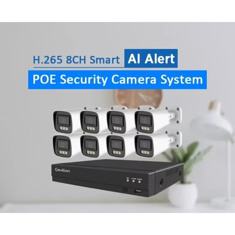 4K 8 قناة 8mp نظام الأمن في الهواء الطلق اتجاهين الصوت كامل اللون للرؤية الليلية Poe Nvr عدة Cctv Ip نظام كاميرا المراقبة