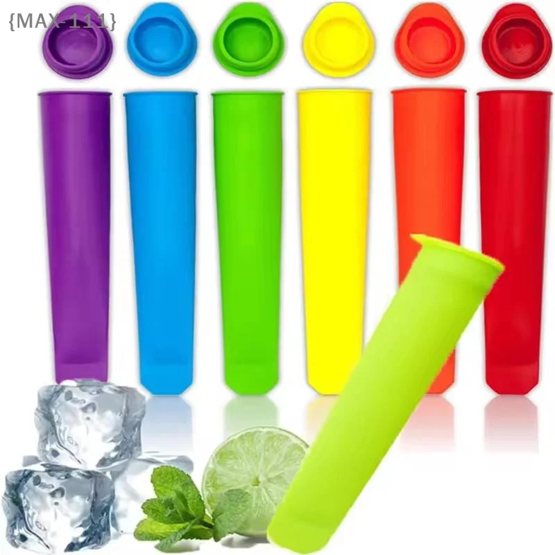 【MAX-111】6Pcs Reusable Silicone Popsicle Molds with Lids - Leak-Proof Easy Release for Homemade Yogurt Juice Popsicles【W1】
