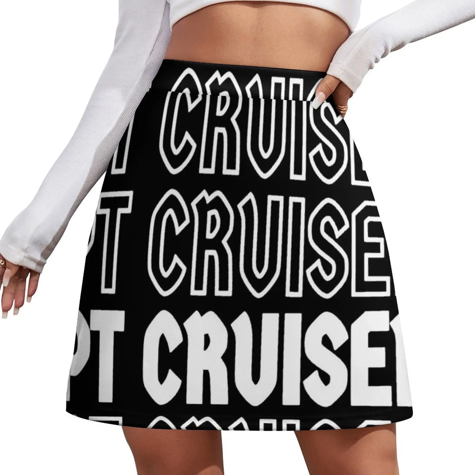 PT Cruiser text design repeat black and white Mini Skirt Women skirt Skirt satin Women's summer dress